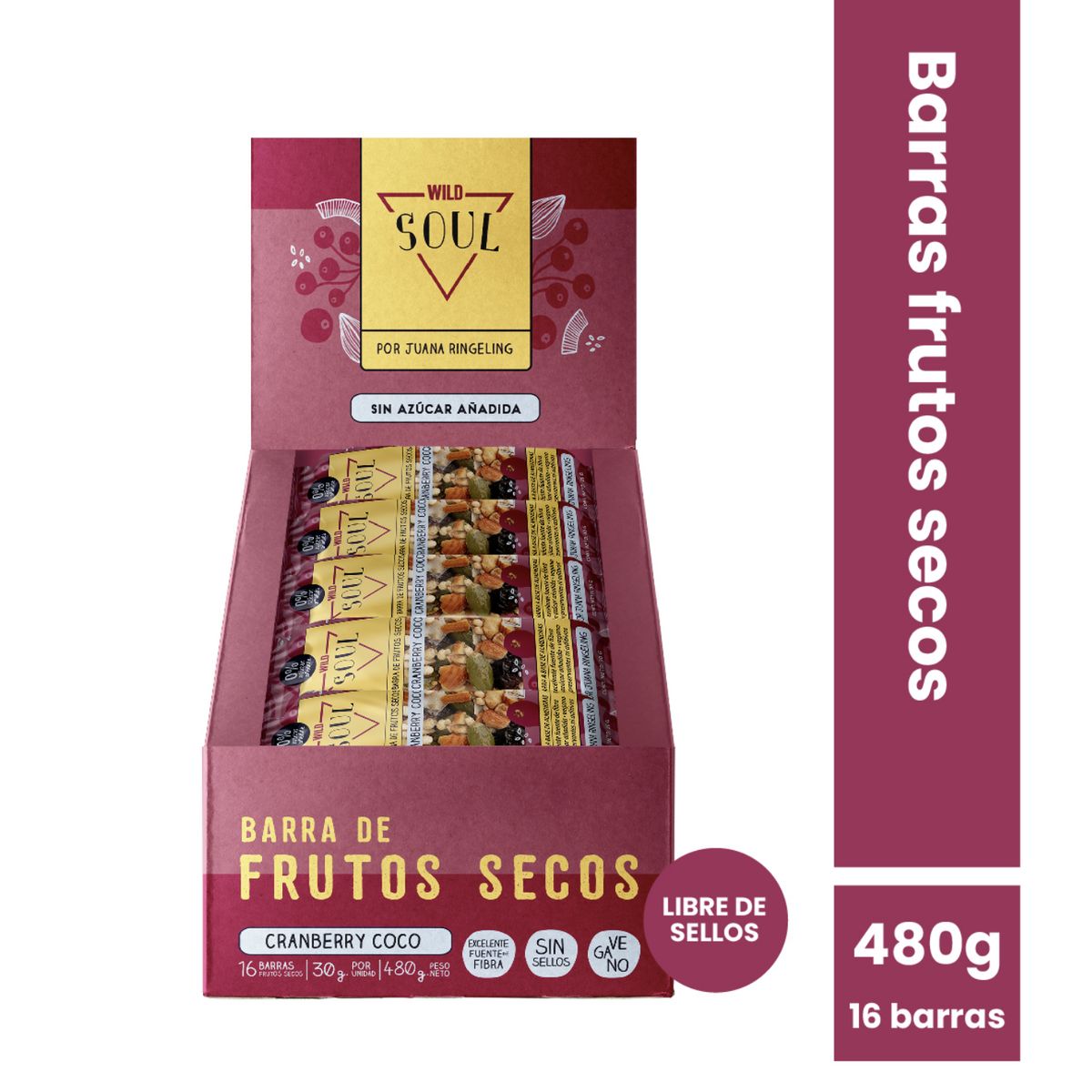 WILD FOODS - Barra de cereal Wild Soul bar - Almendra Cranberry Coco 16 unidades