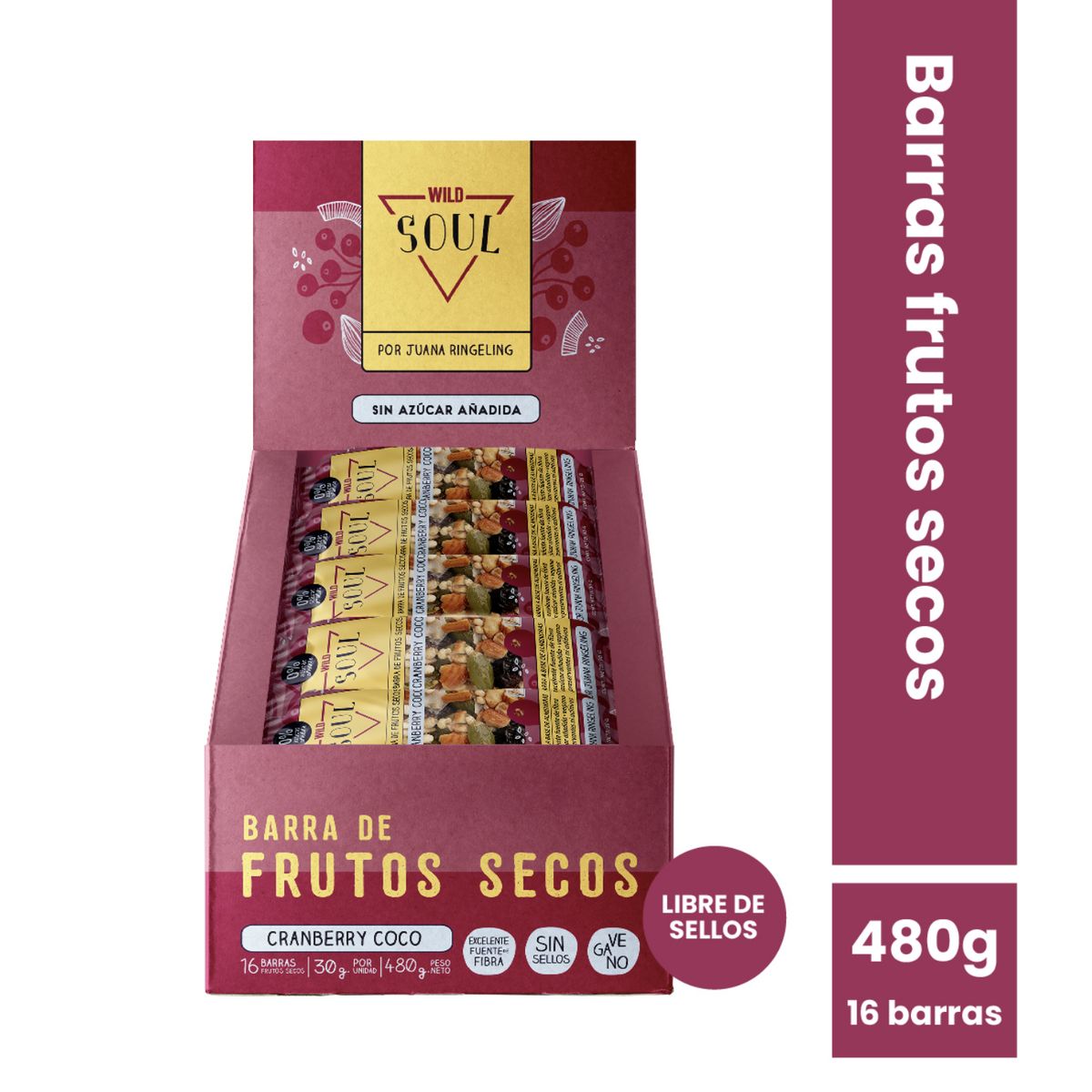 WILD FOODS - Barra de cereal Wild Soul bar - Almendra Cranberry Coco 16 unidades