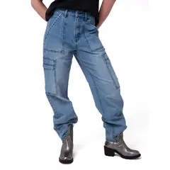 CAT - Jeans Cargo Mujer Relaxed Azul