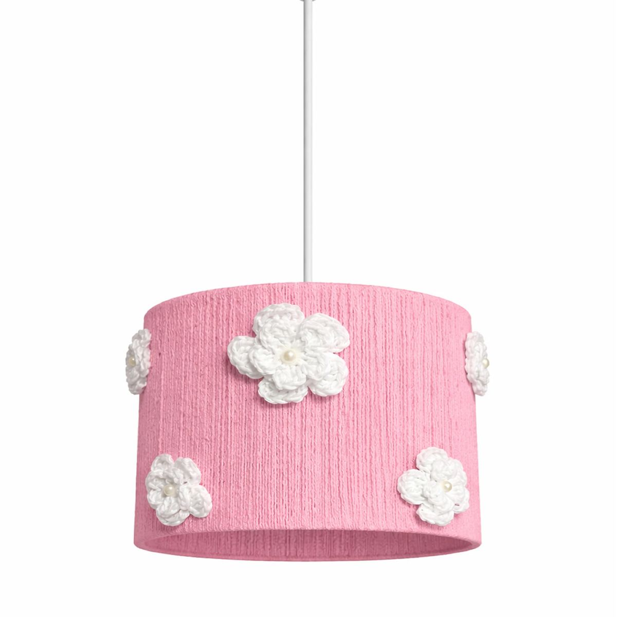 DECORACION CREATIVA - Lampara Infantil Colgante - Linea Flor de Algodón Blanca