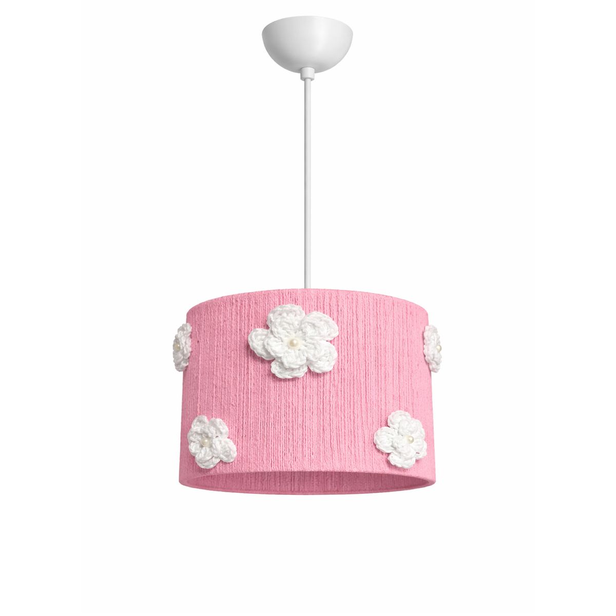 DECORACION CREATIVA - Lampara Infantil Colgante - Linea Flor de Algodón Blanca