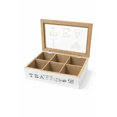 GENERICO - Caja Porta Té De Madera / Caja Té 6 Divisiones