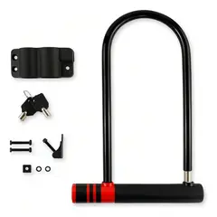 GENERICO - Candado Para Bicicleta Tipo U Lock Color Rojo Antirrobo Acero Reforzado Con Dos Llaves Cuadro Compatible BELUG