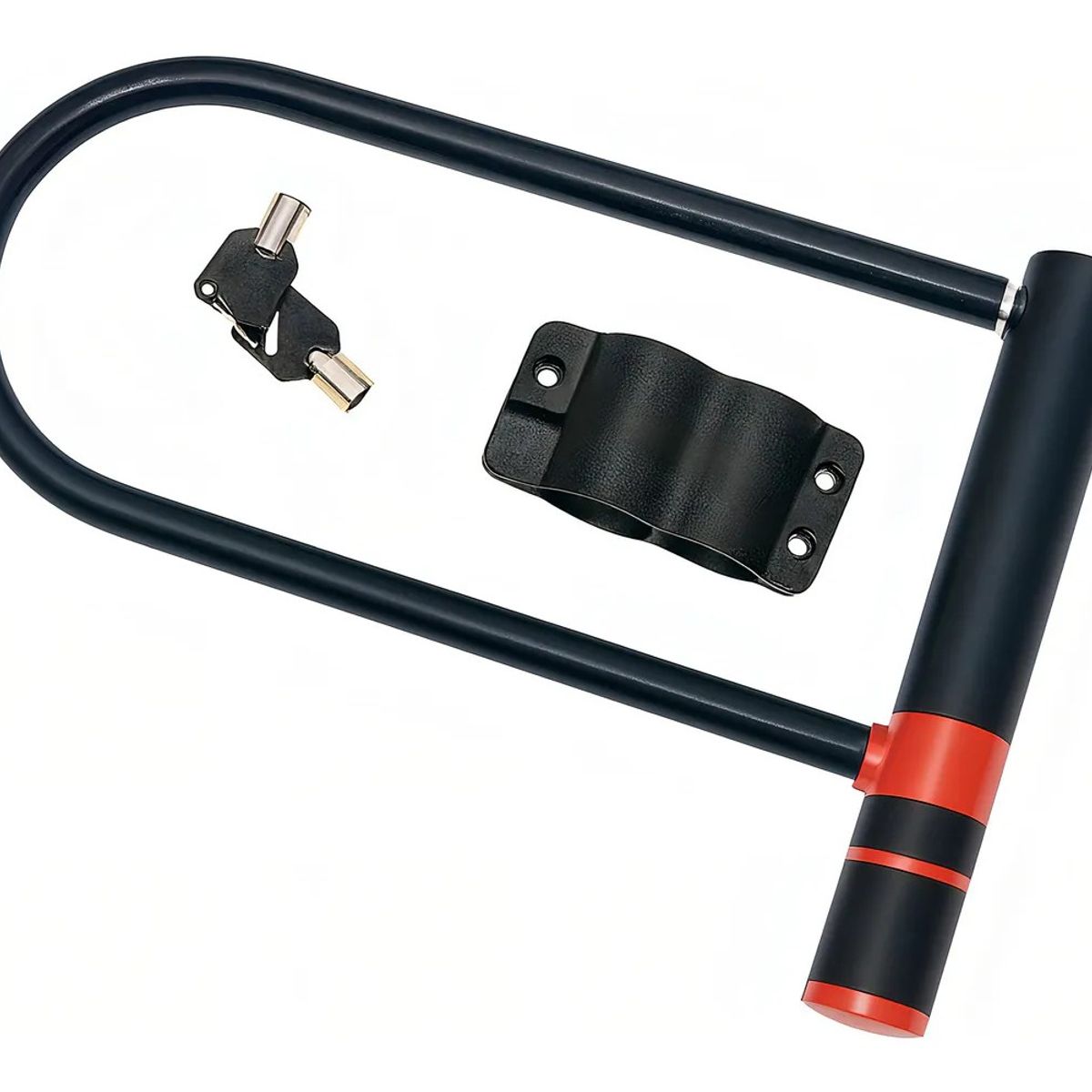GENERICO - Candado Para Bicicleta Tipo U Lock Color Rojo Antirrobo Acero Reforzado Con Dos Llaves Cuadro Compatible BELUG