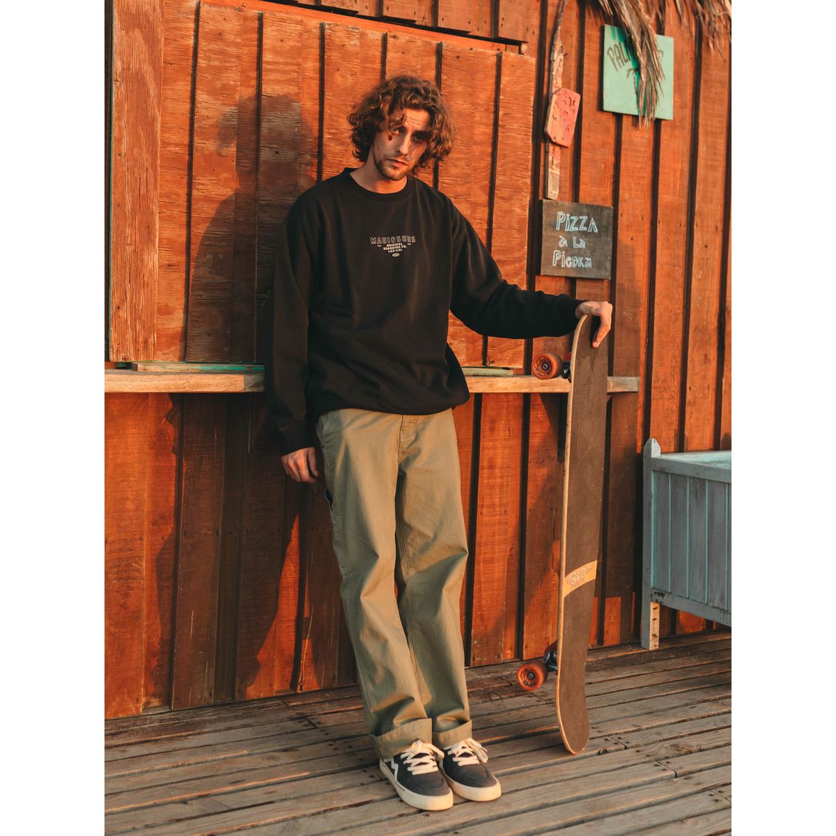 MAUI AND SONS - Poleron CR Original Crew Negro Hombre Maui And Sons