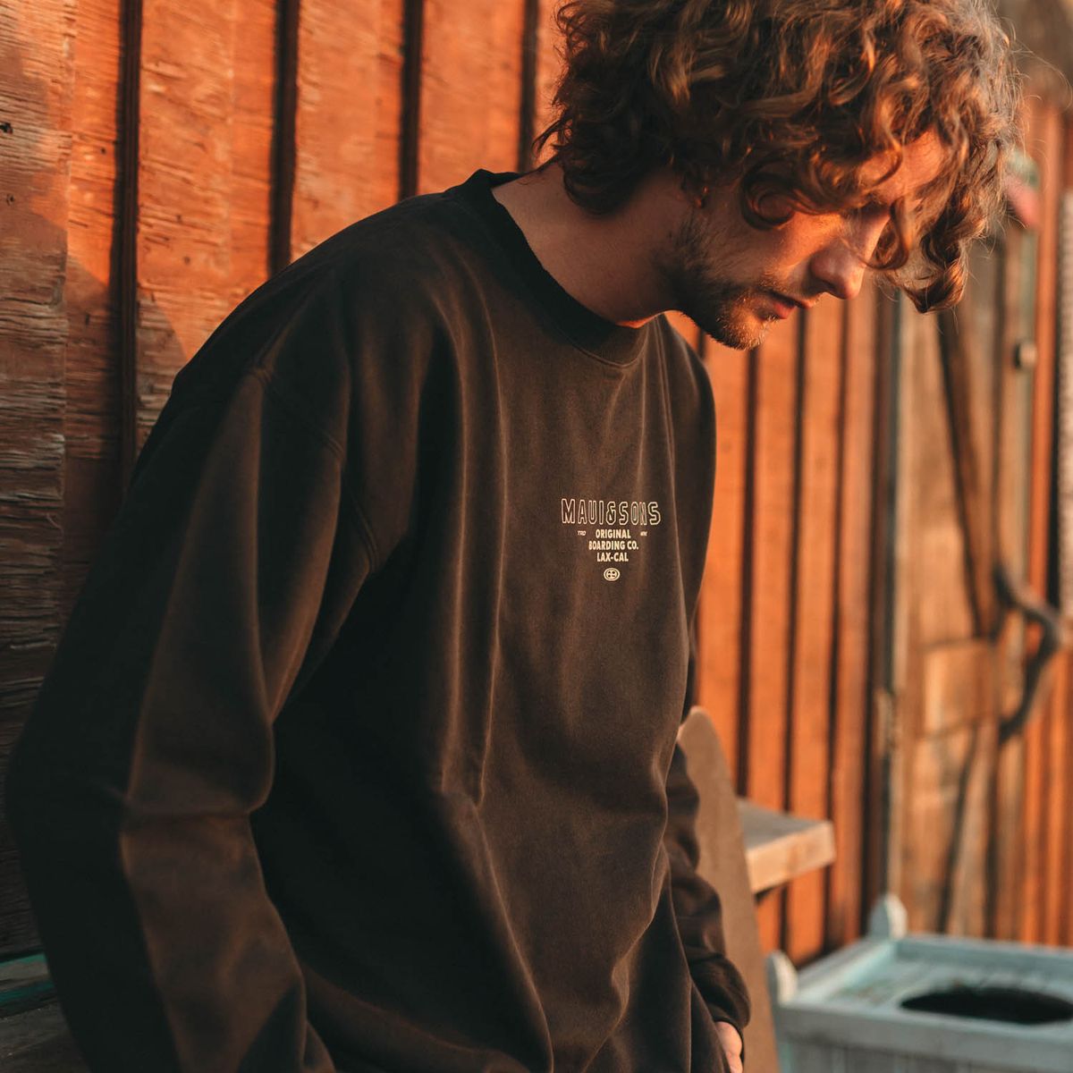 MAUI AND SONS - Poleron CR Original Crew Negro Hombre Maui And Sons