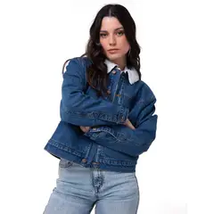 CAT - Chaqueta Jeans Mujer Sherpa Lined Azul