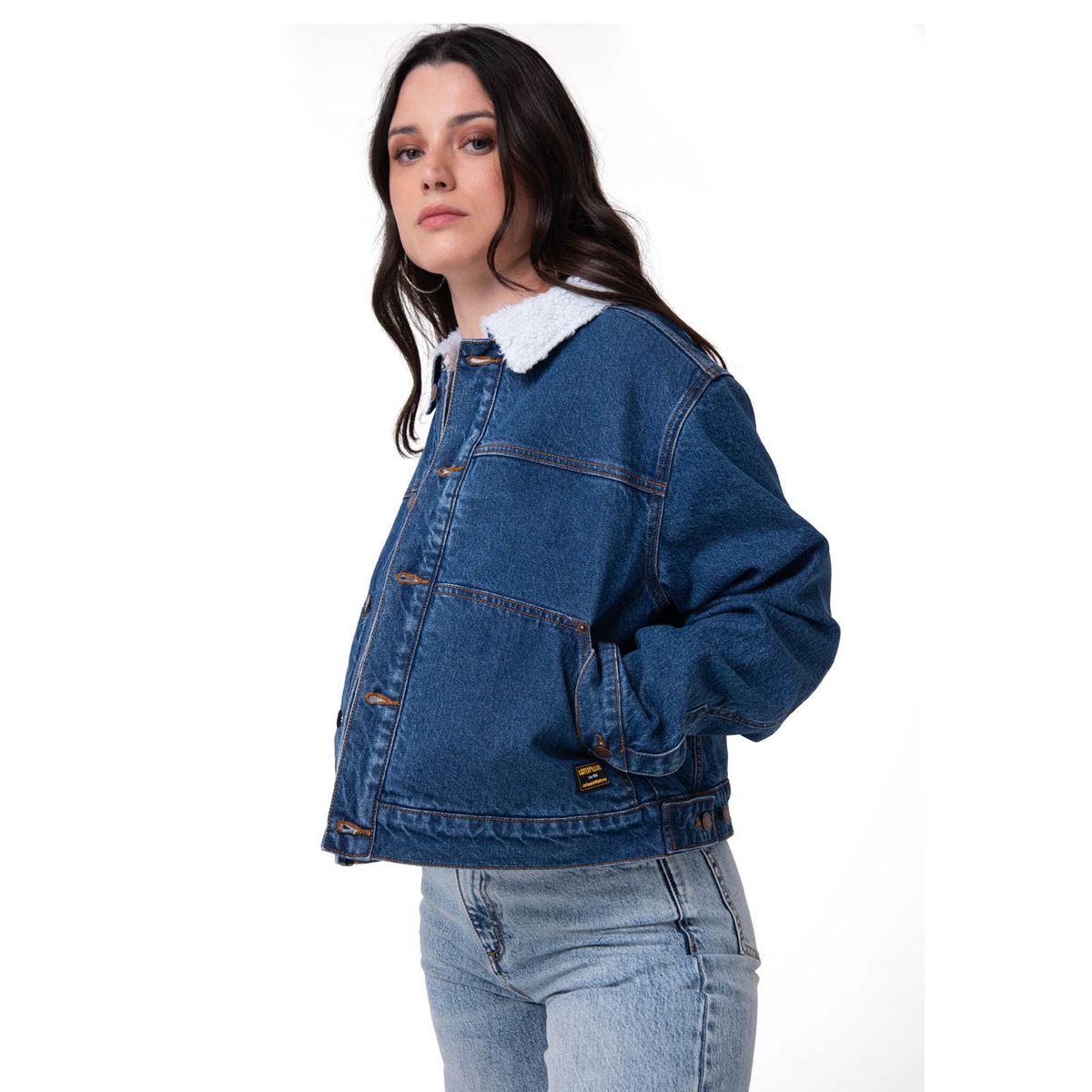 CAT - Chaqueta Jeans Mujer Sherpa Lined Azul CAT