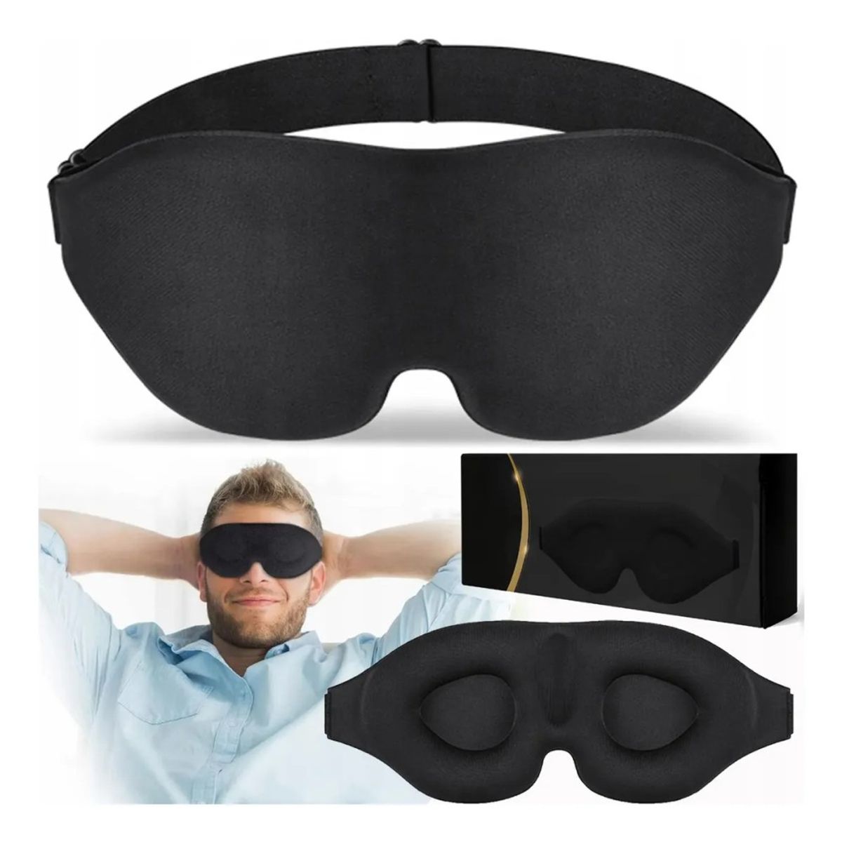 GENERICO - Máscara Antifaz Para Dormir Tapa Ojos Sueño Dormir Viajar Negro BELUG