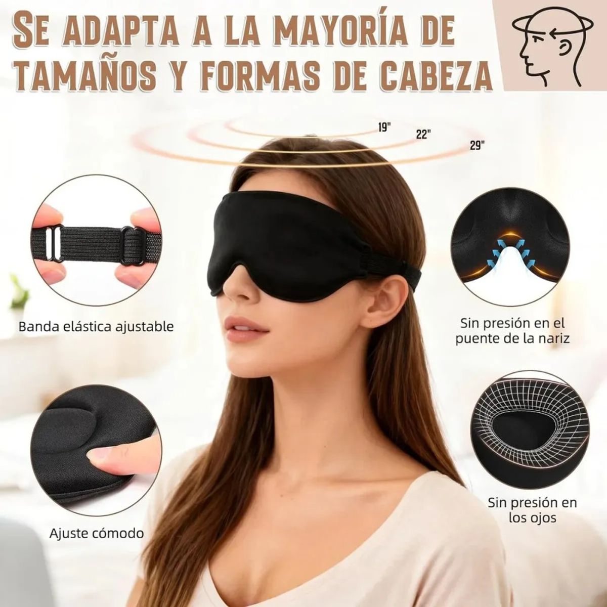 GENERICO - Máscara Antifaz Para Dormir Tapa Ojos Sueño Dormir Viajar Negro BELUG