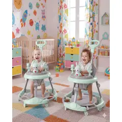 GENERICO - Pack 2 Andador de Bebe Gemelos con Juegos Interactivos - Seguridad y Diversion en sus Primeros Pasos Verde Menta