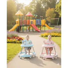 GENERICO - Pack 2 Andador de Bebe Gemelos con Juegos Interactivos - Seguridad y Diversion en sus Primeros Pasos Azul y Rosado