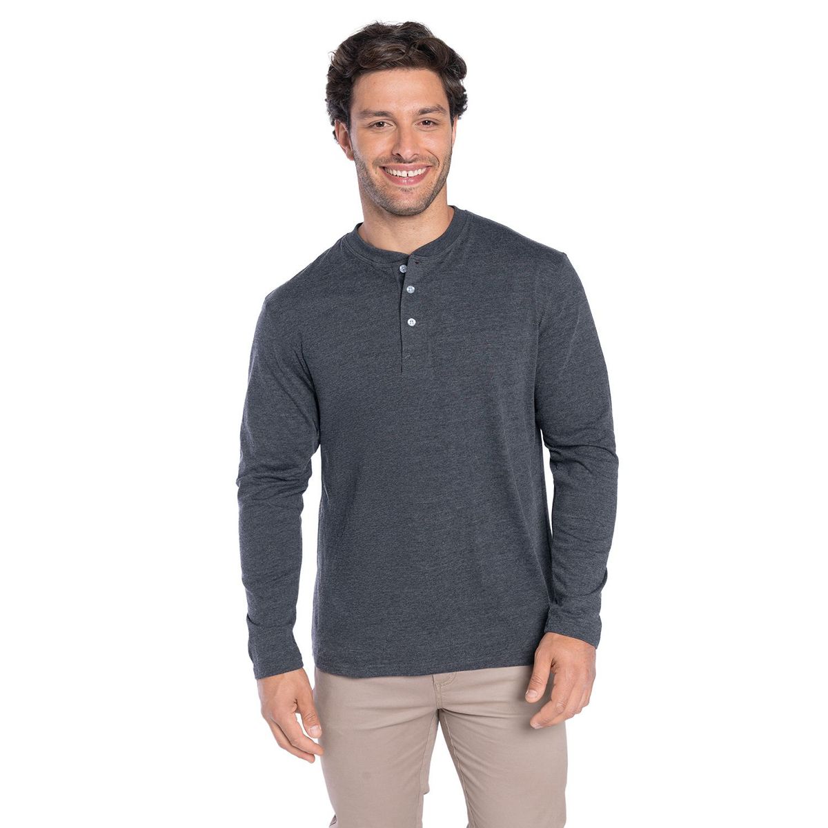 KOTTING - Polera Manga Larga Cuello Redondo Botones Hombre