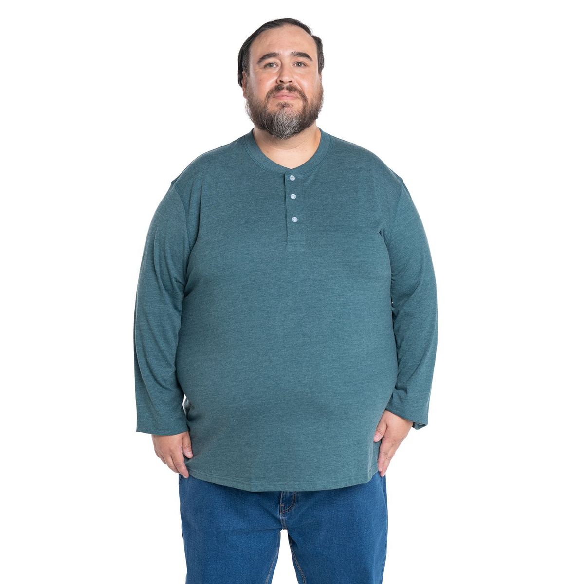KOTTING - Polera Manga Larga Cuello Redondo Botones Hombre