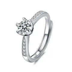 VOUSEZ - Anillo plata 925 ajustable moissanita 0,5ct joya ilusion
