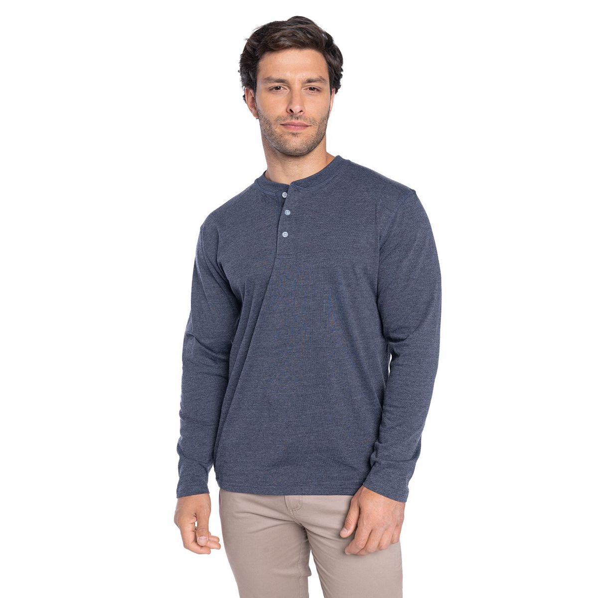 KOTTING - Polera Manga Larga Cuello Redondo Botones Hombre