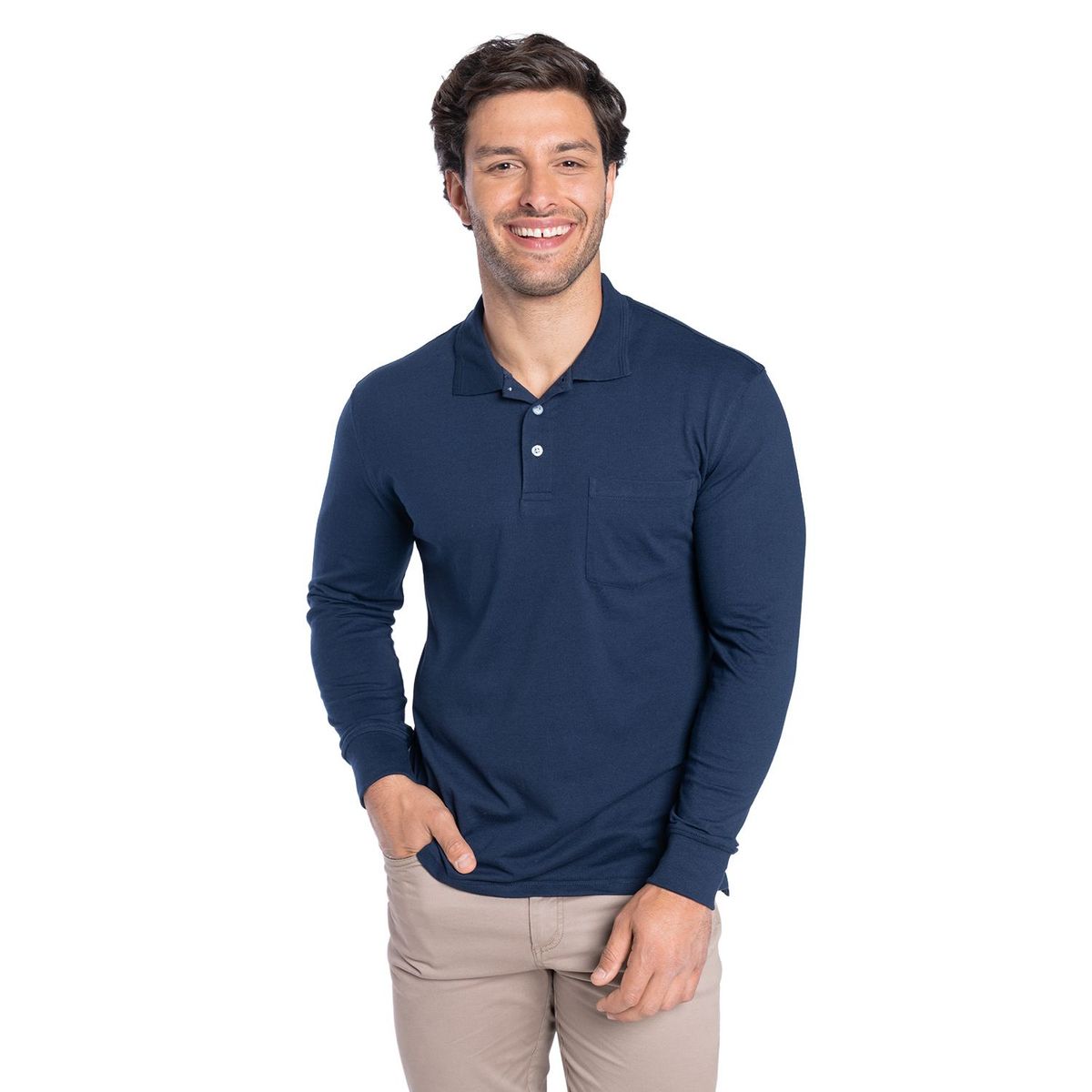 KOTTING - Polera Manga Larga Jersey Cuello Polo Hombre