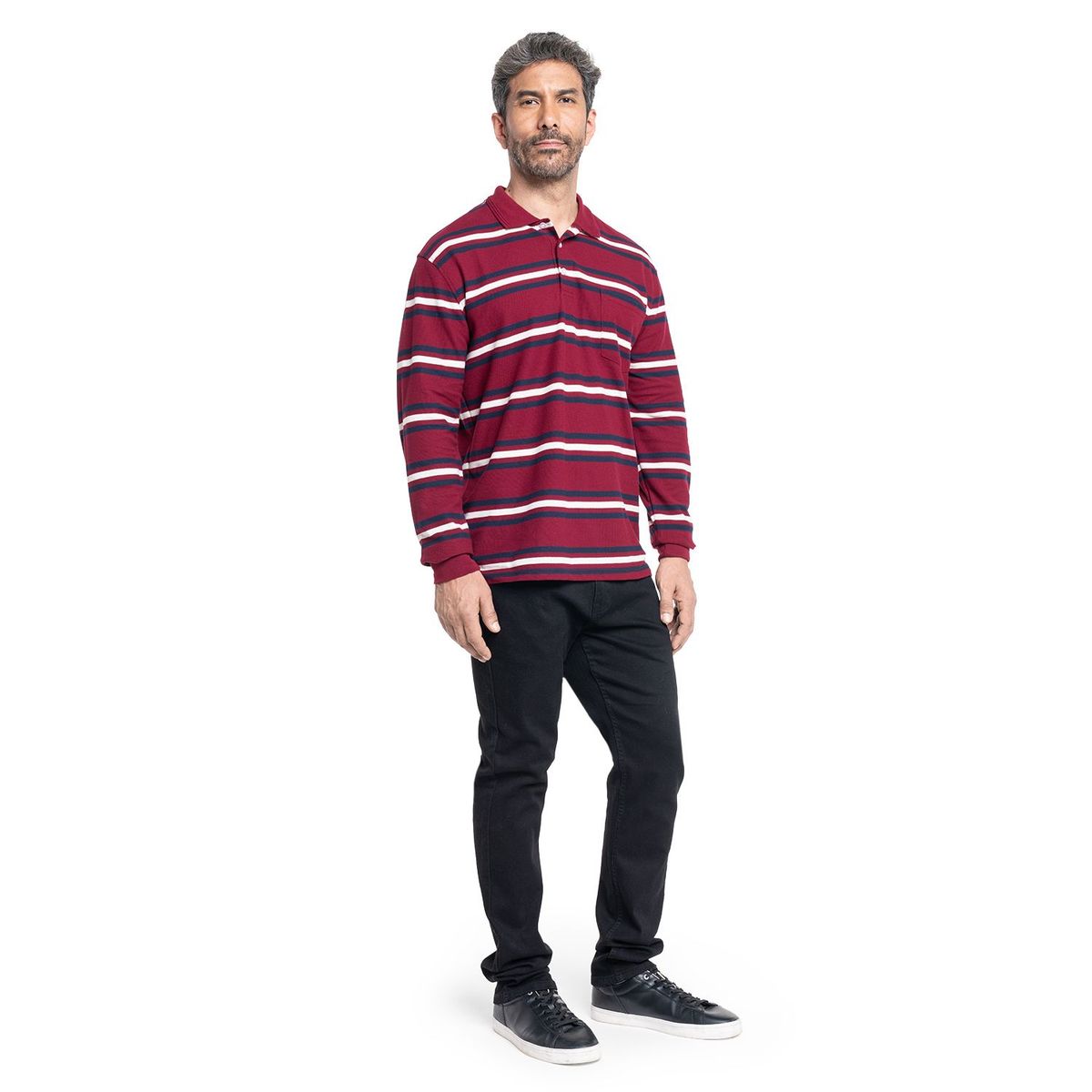 KOTTING - Polera Manga Larga Piqué Rayas Hombre