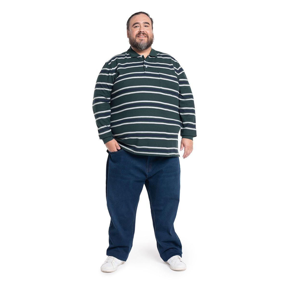KOTTING - Polera Manga Larga Piqué Rayas Hombre