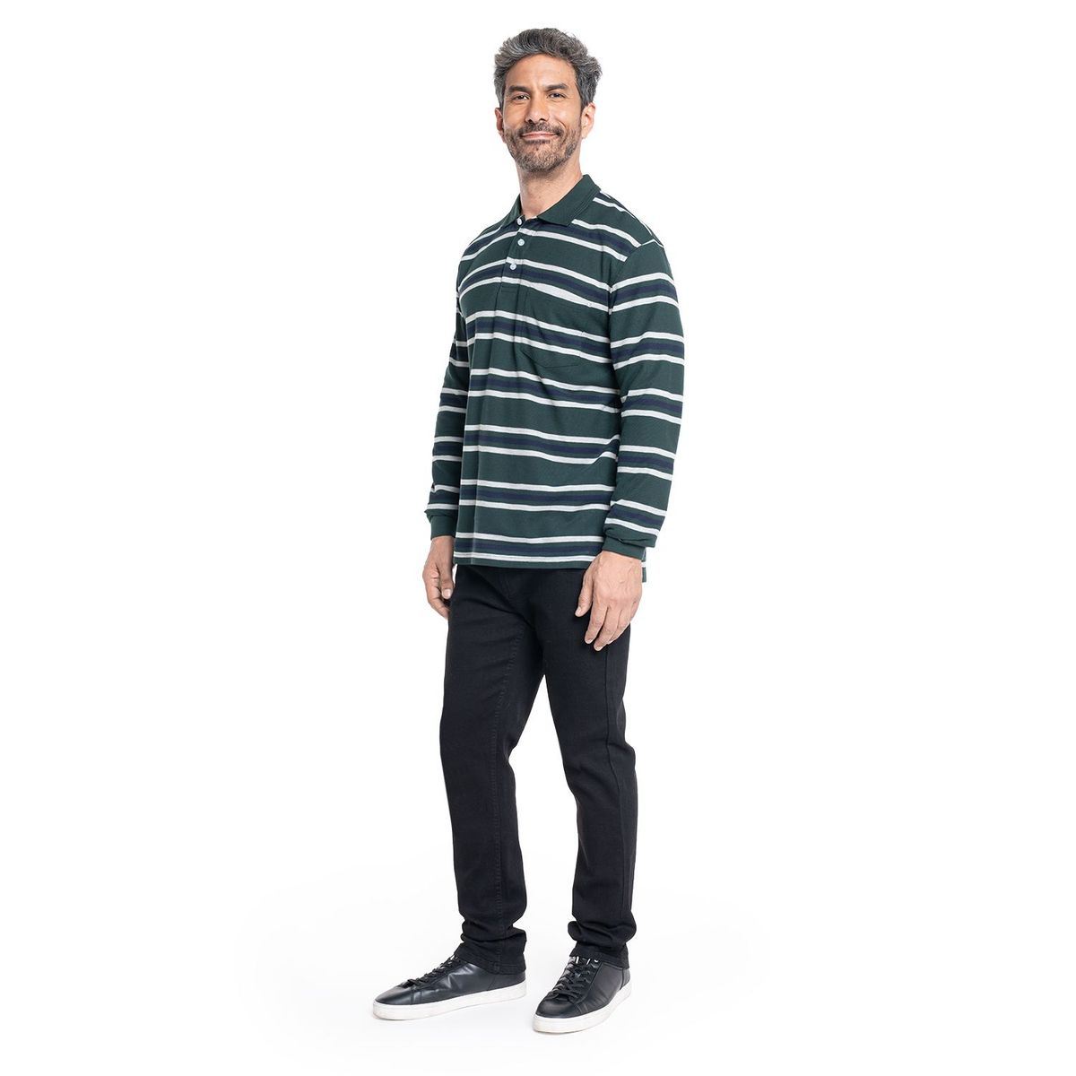 KOTTING - Polera Manga Larga Piqué Rayas Hombre