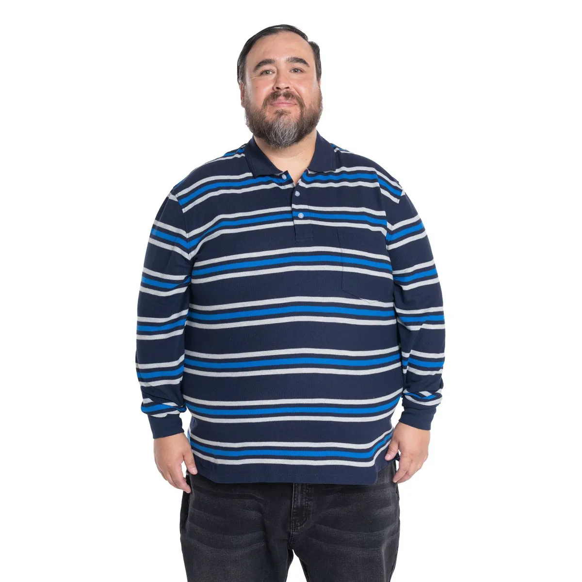 KOTTING - Polera Manga Larga Piqué Rayas Hombre