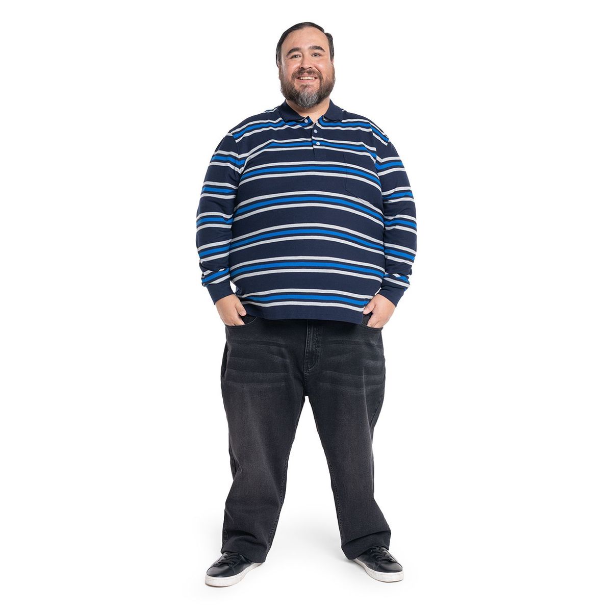 KOTTING - Polera Manga Larga Piqué Rayas Hombre