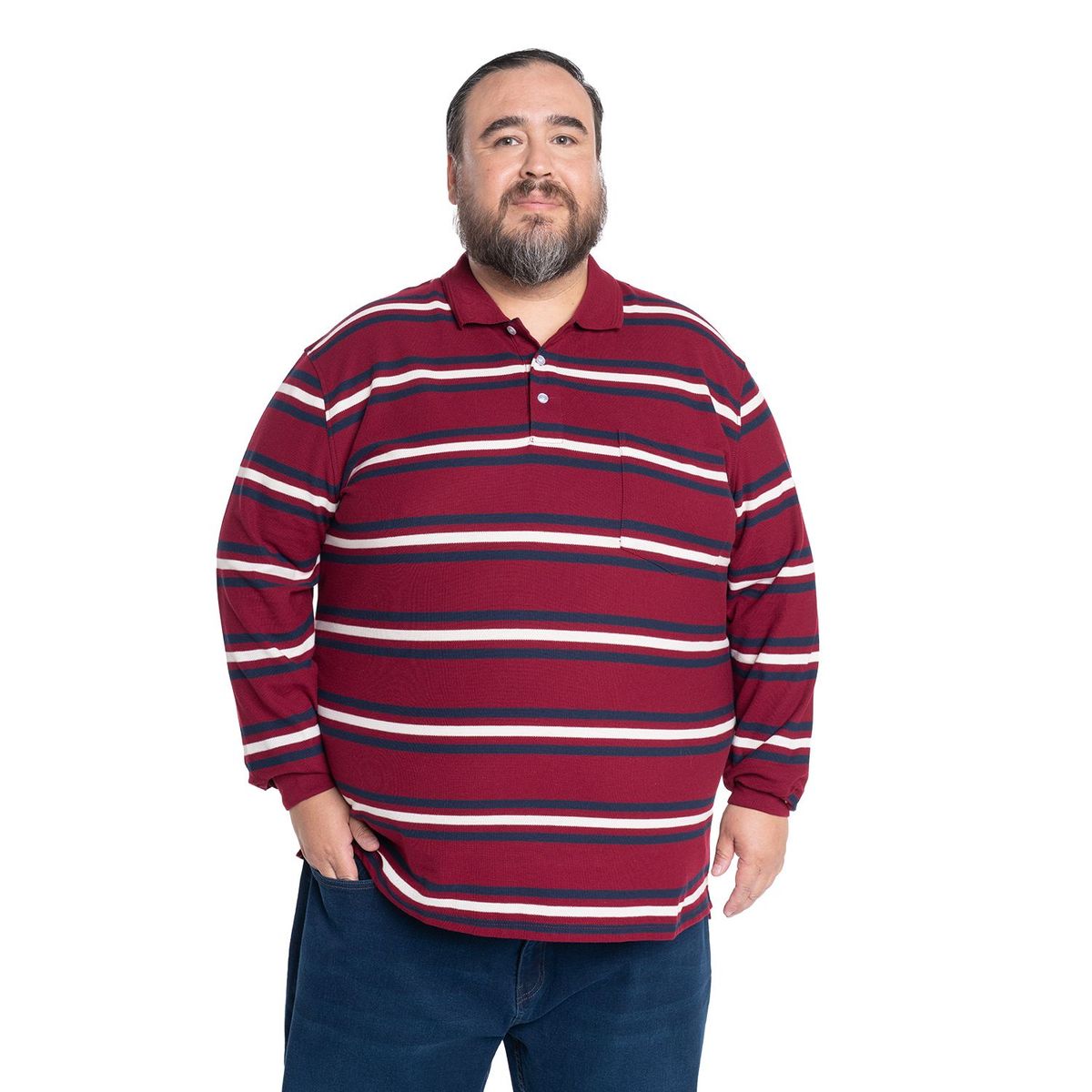 KOTTING - Polera Manga Larga Piqué Rayas Hombre