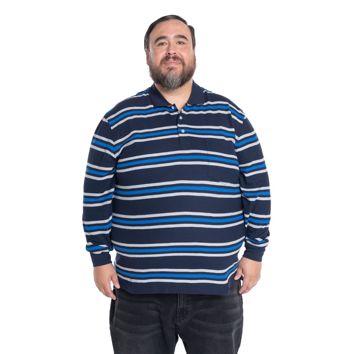 KOTTING - Polera Manga Larga Piqué Rayas Hombre