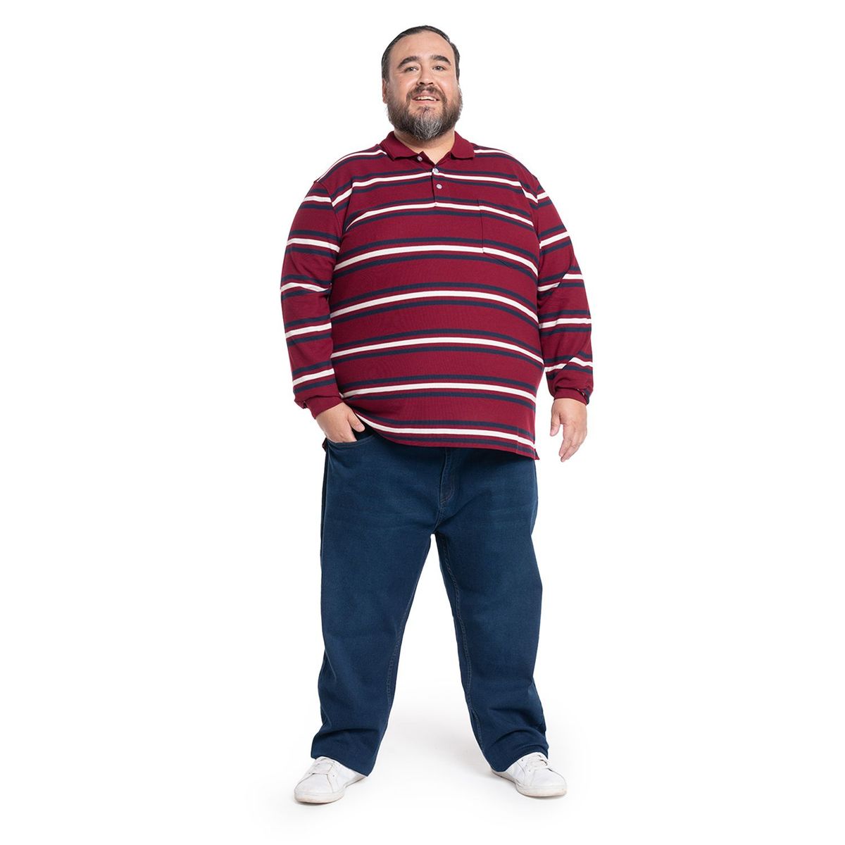 KOTTING - Polera Manga Larga Piqué Rayas Hombre