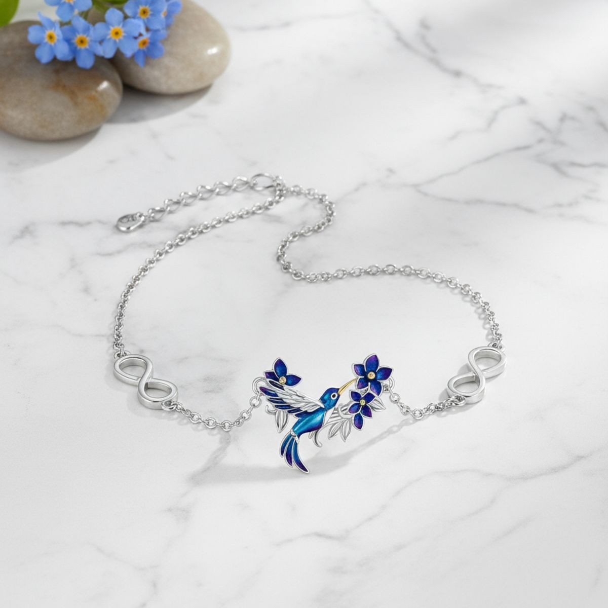 GENERICO - Pulsera colibrí multicolor flor joya mujer plata 925