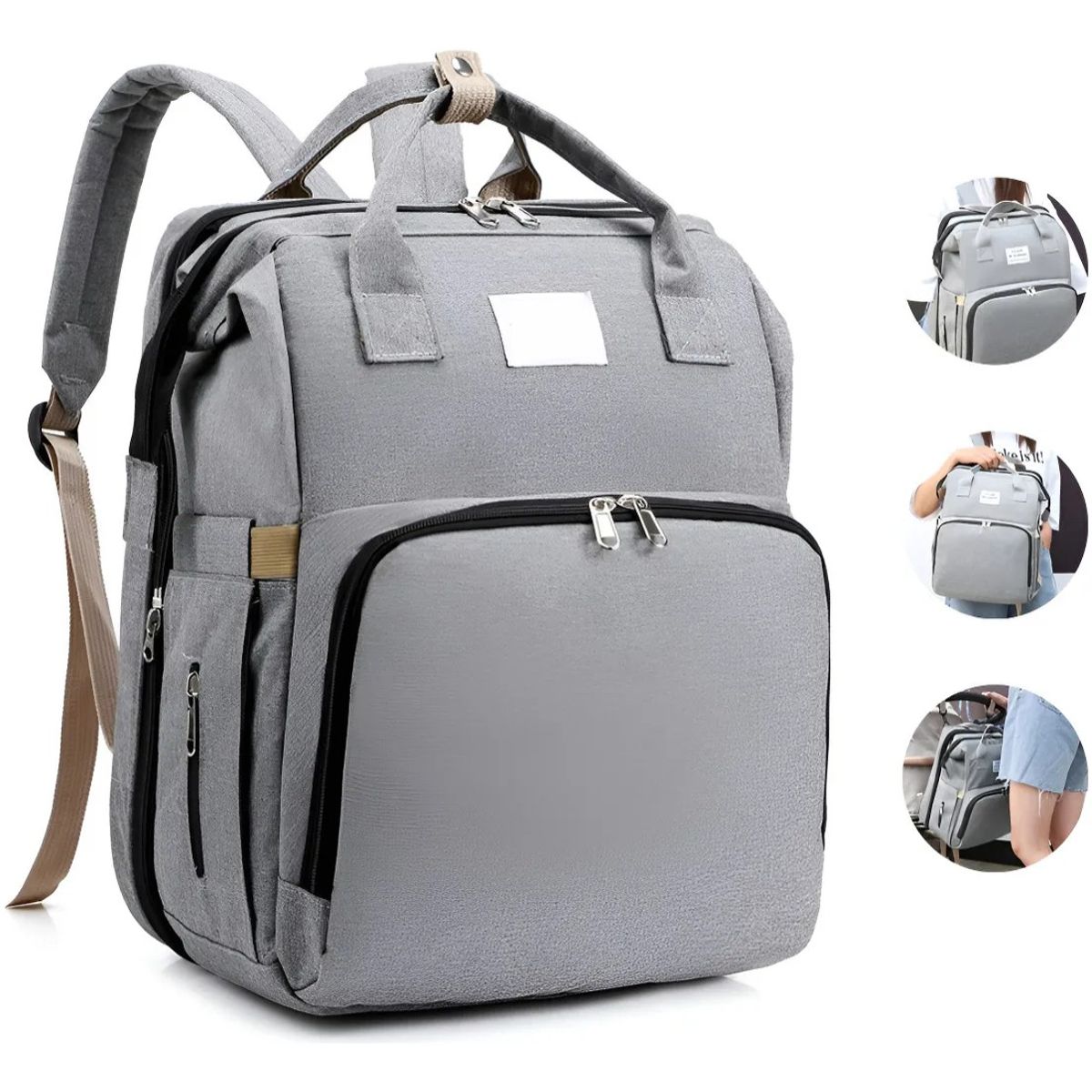 GENERICO - Mochila Cambiapañales Y Cambiador Portátil 324222cm Gris BELUG