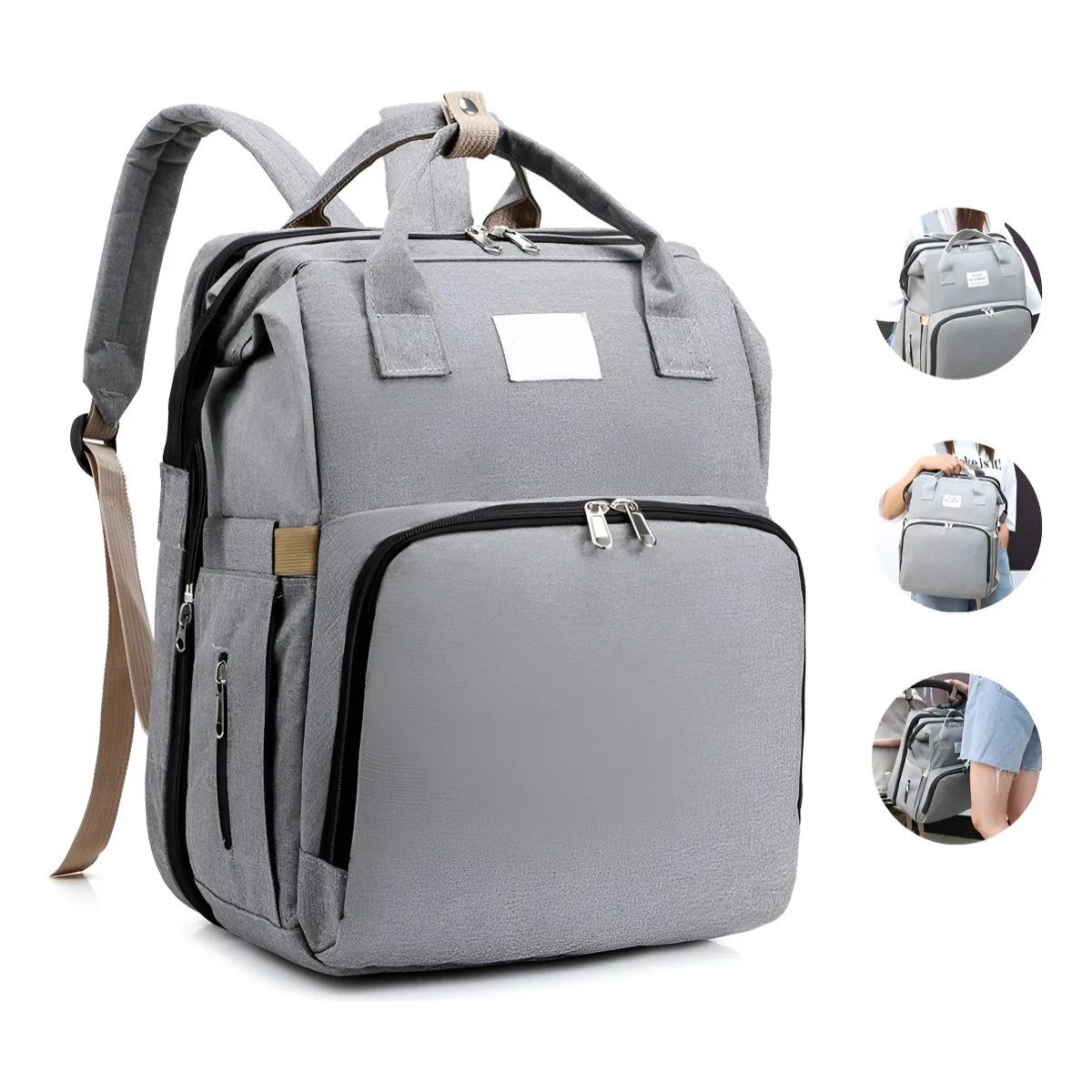 GENERICO - Mochila Cambiapañales Y Cambiador Portátil 324222cm Gris BELUG