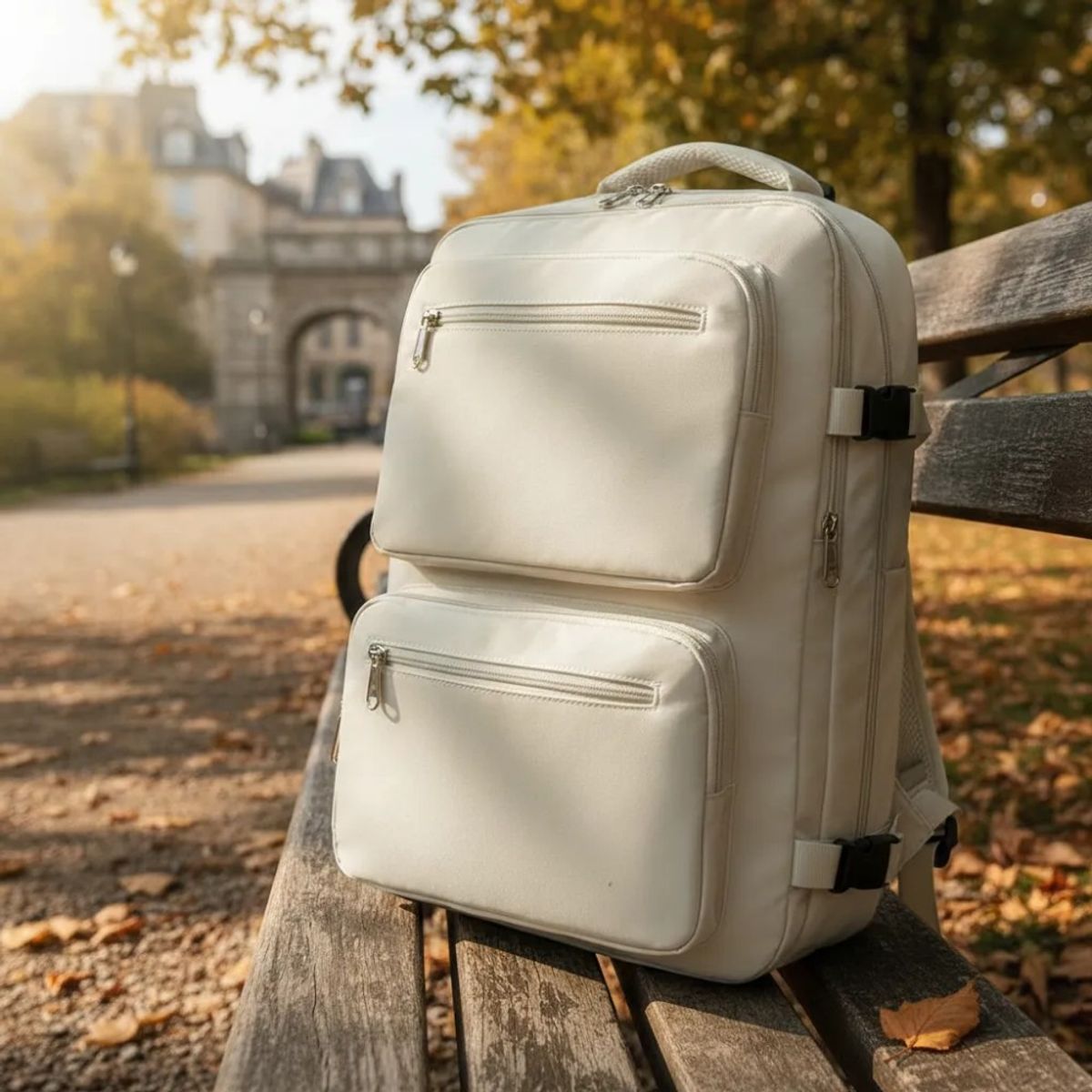 GENERICO - Mochila De Viaje Avión Cabina Expandible Impermeable Usb 40l Beige Liso BELUG