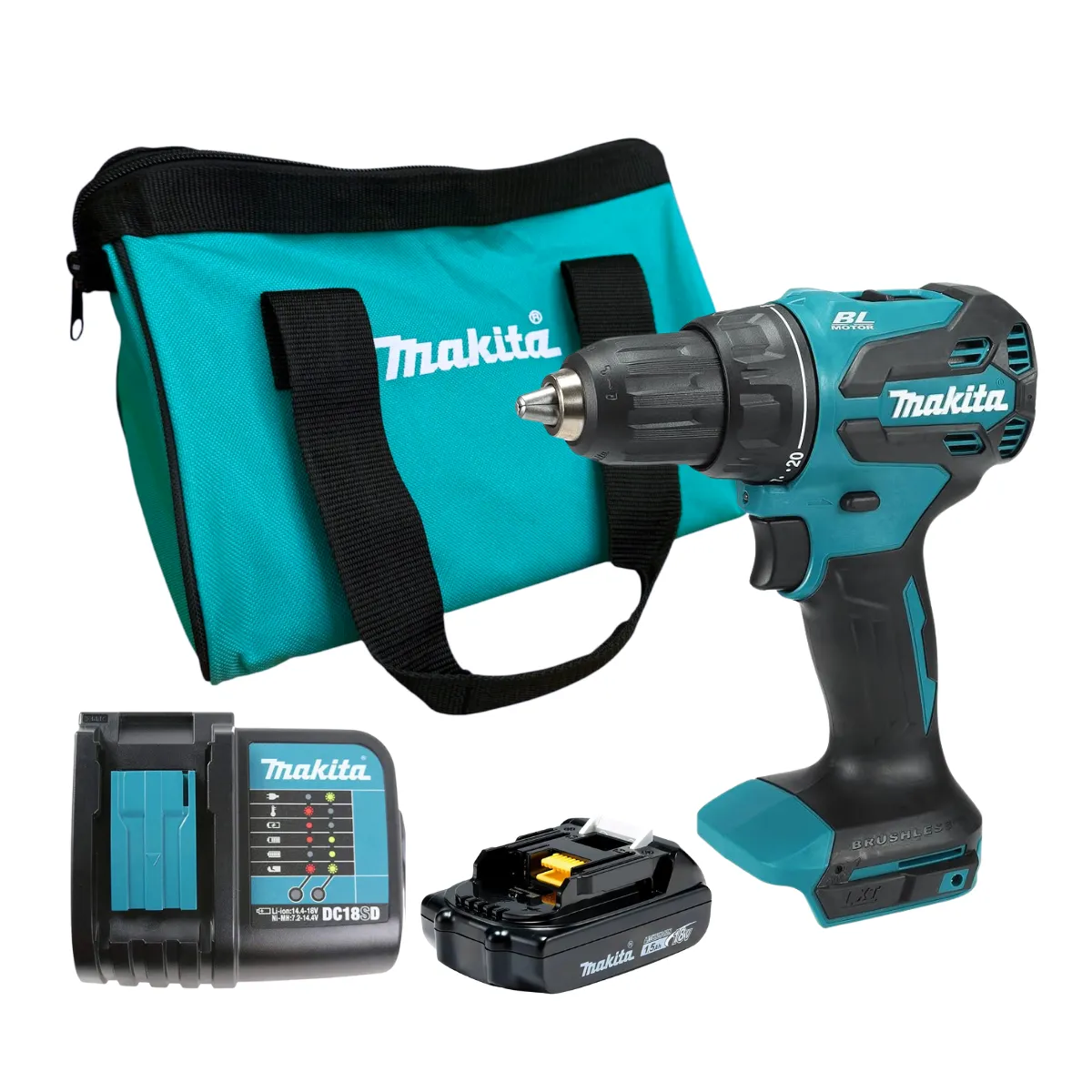 MAKITA - Kit Taladro Percutor Inalámbrico 18v Car/Bat Makita Dhp490sy