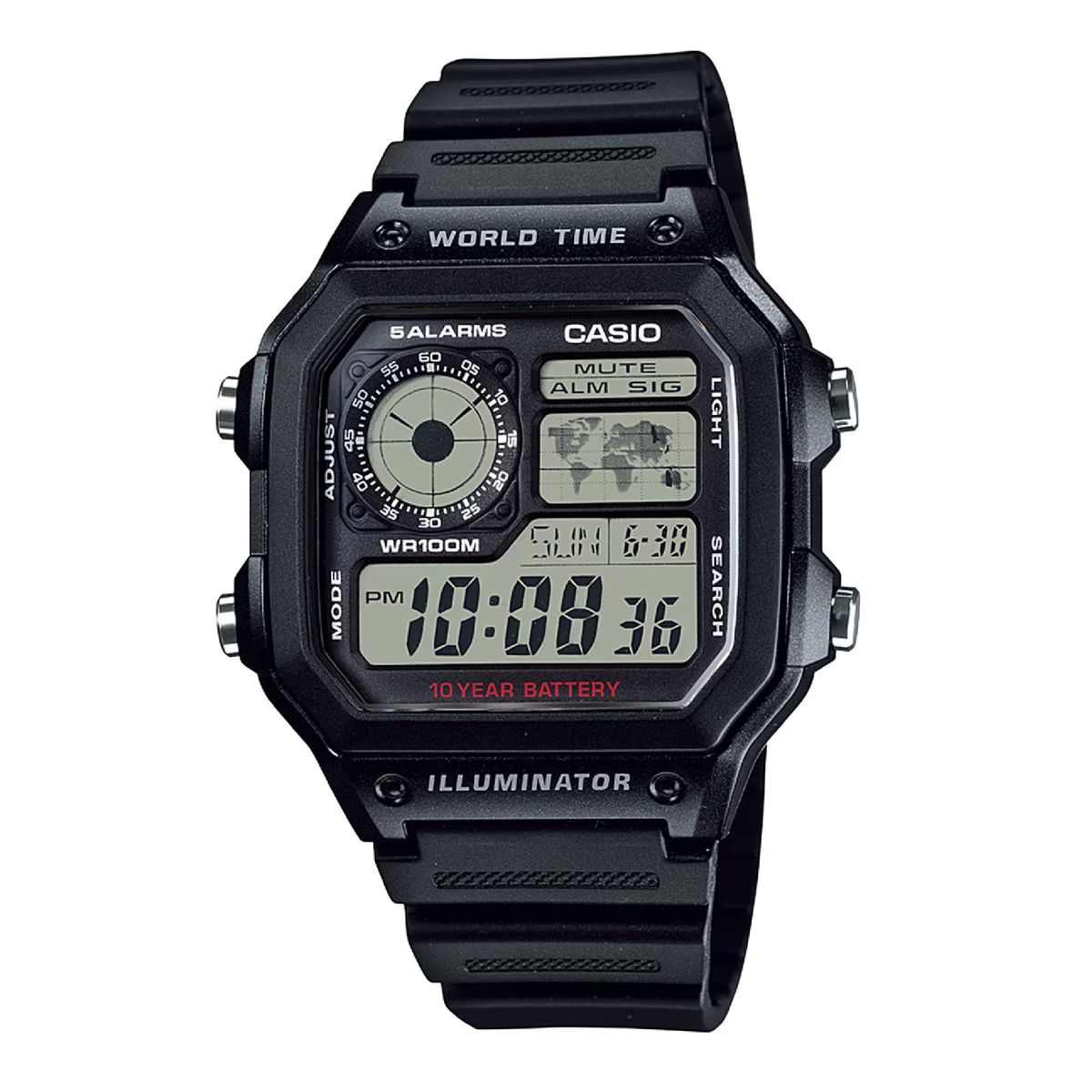 CASIO - Reloj AE-1200WH-1AV Digital Hombre