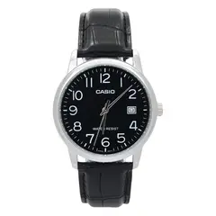 CASIO - Reloj caballero MTP-V002L-1B cuero negro