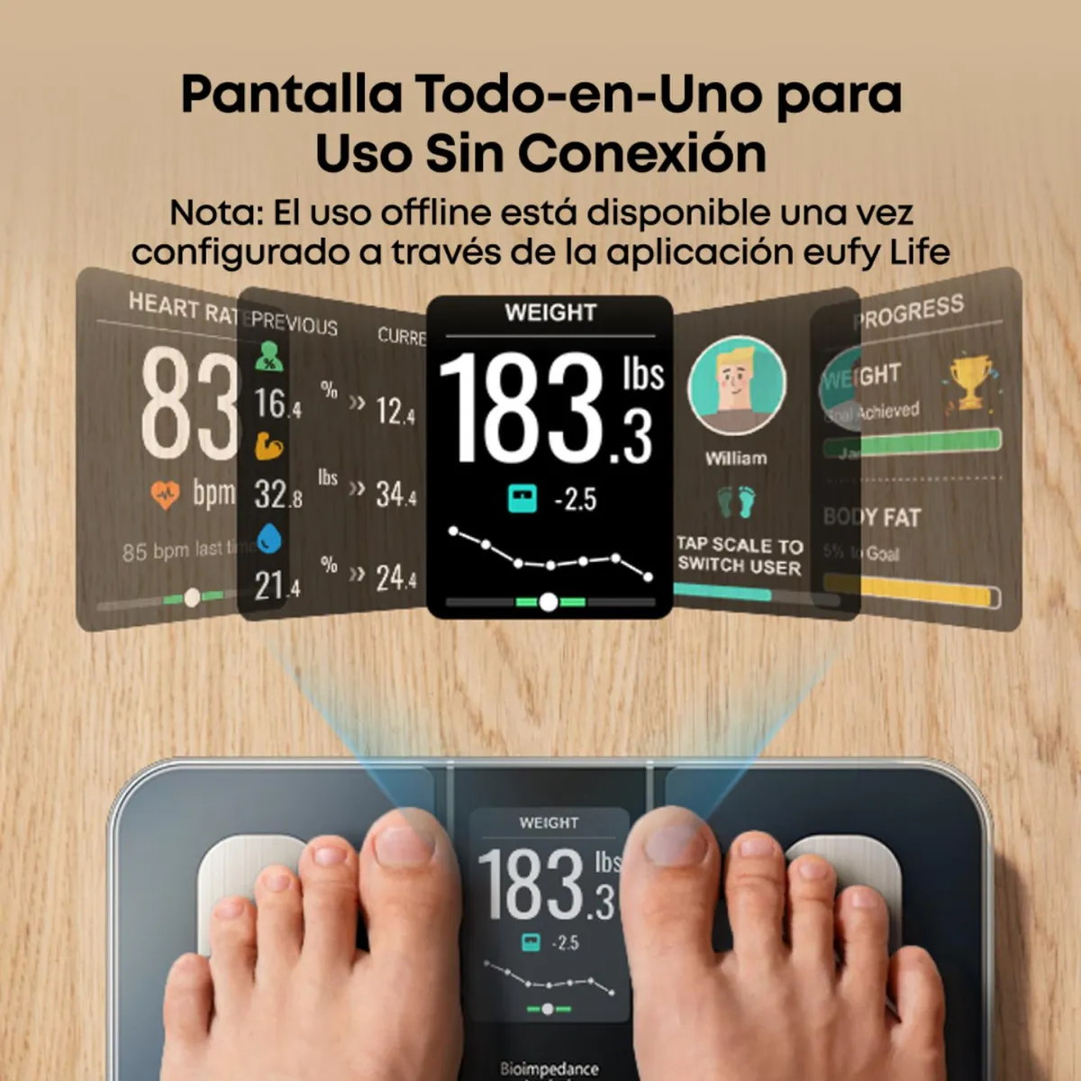 EUFY - Balanza Inteligente Smart Scale C20 Eufy 16 métricas corporales