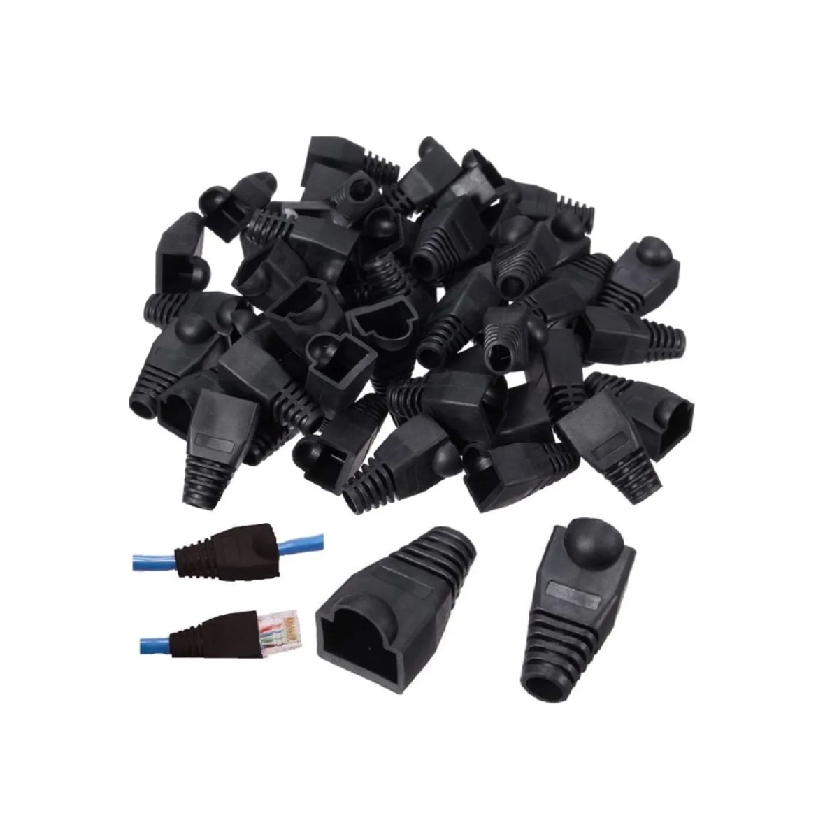 GENERICO - Funda Capuchón para Conector RJ45 – 100 Unidades Negro