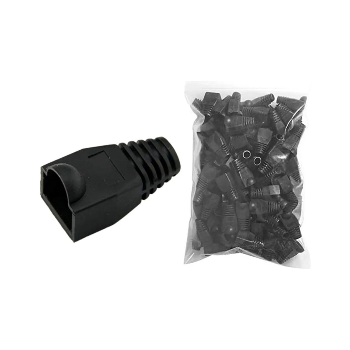 GENERICO - Funda Capuchón para Conector RJ45 – 100 Unidades Negro