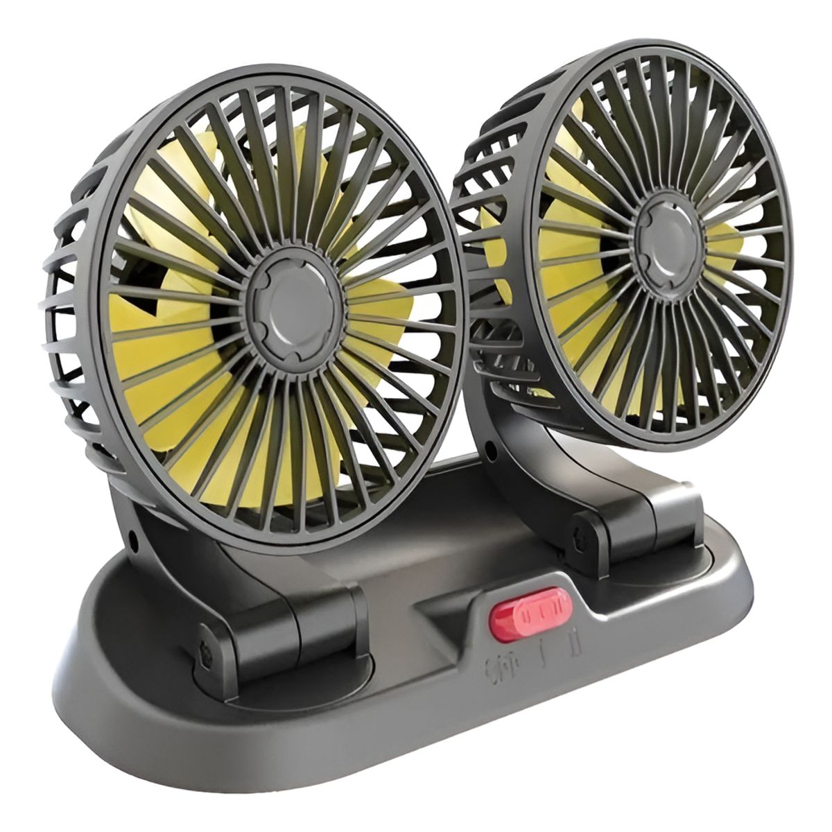 GENERICO - Ventilador Plegable Doble Cabeza Para Vehículo 5v 12v 24v 105 Cm Negro Amarillo Plástico 3