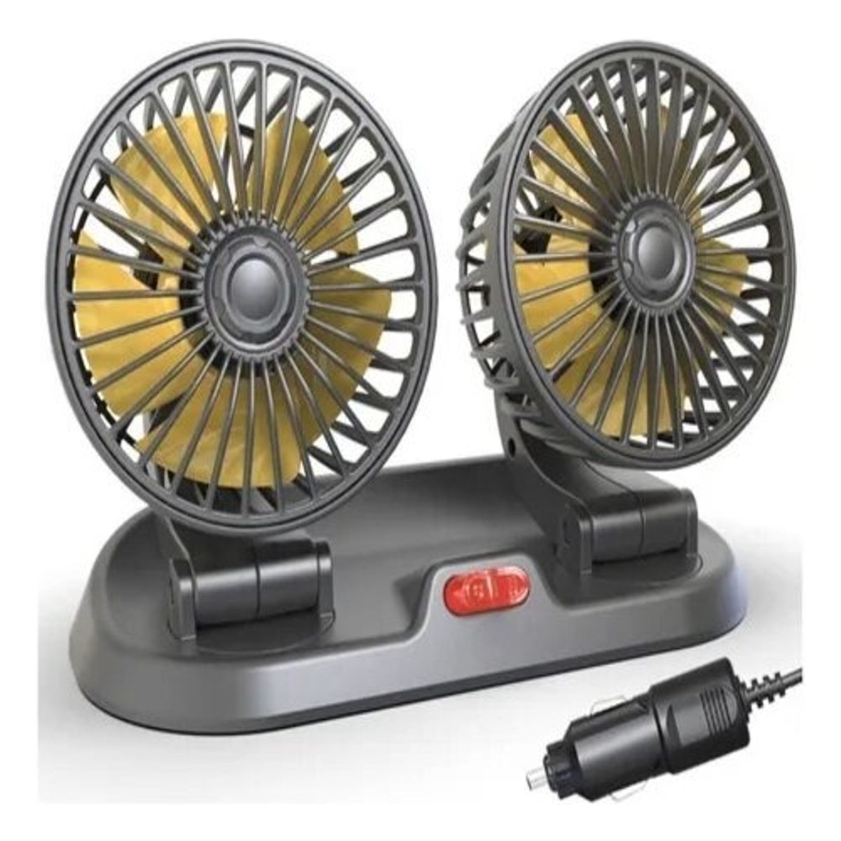GENERICO - Ventilador Plegable Doble Cabeza Para Vehículo 5v 12v 24v 105 Cm Negro Amarillo Plástico 3