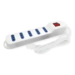 GENERICO - Alargador Zapatilla Con Switch 5 Posiciones 5 Metros Blanco