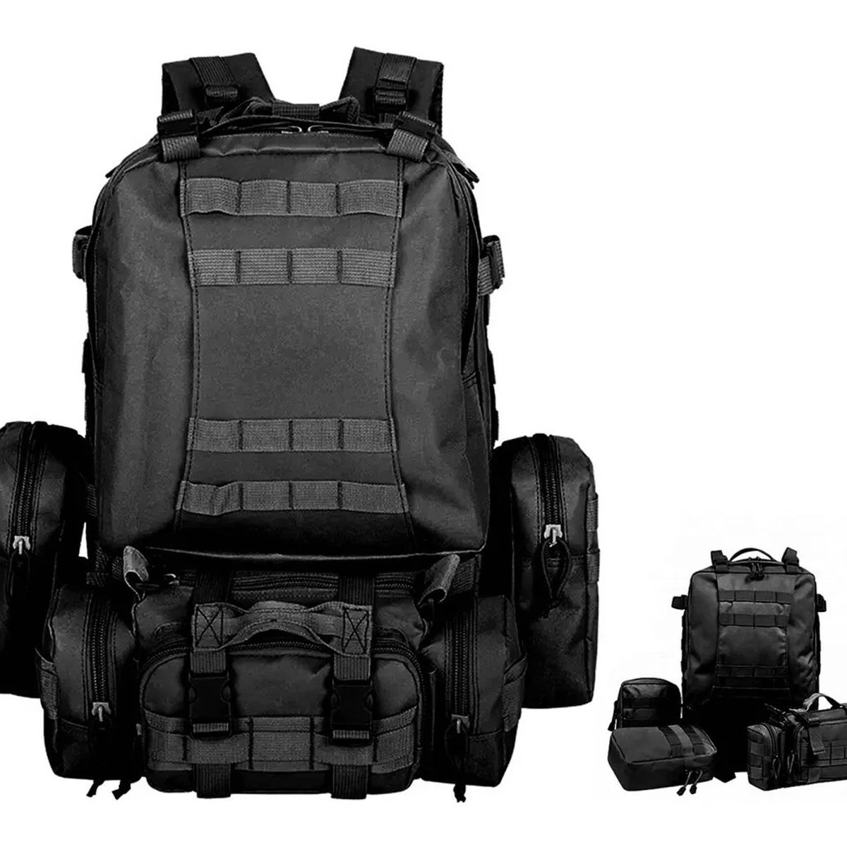 GENERICO - Mochila tactica militar outdoor Tac P50 50l impermeable color negro BELUG