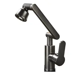 GENERICO - Llave Grifo Lavamanos Lavaplatos 360° Dual Grisplomo Mate