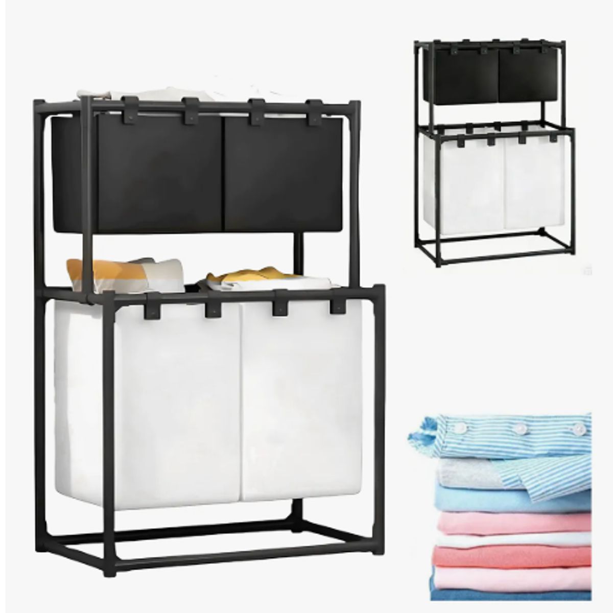 GENERICO - Cesta De Ropa Sucia 4 Compartimentos Espesar Accesorios Baño Blanco Genérica