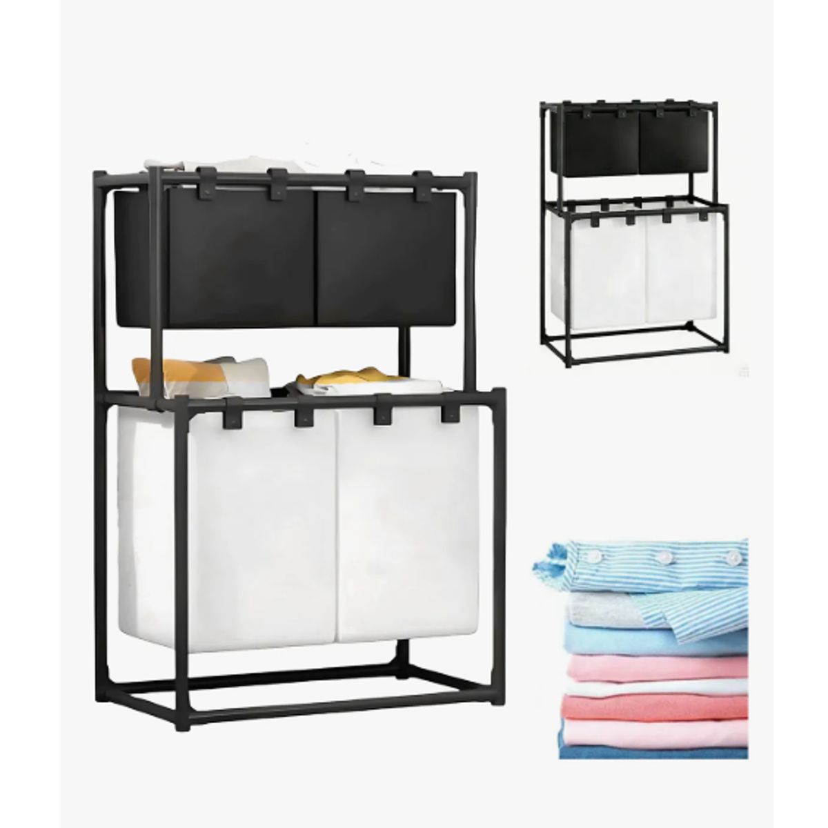 GENERICO - Cesta De Ropa Sucia 4 Compartimentos Espesar Accesorios Baño Blanco Genérica