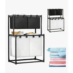 GENERICO - Cesta De Ropa Sucia 4 Compartimentos Espesar Accesorios Baño Blanco Genérica