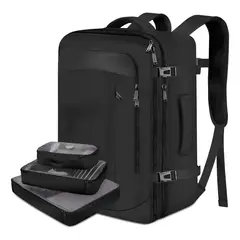 GENERICO - Mochila Viaje 1215 Negra Impermeable Expandible Antirrobo 50L.