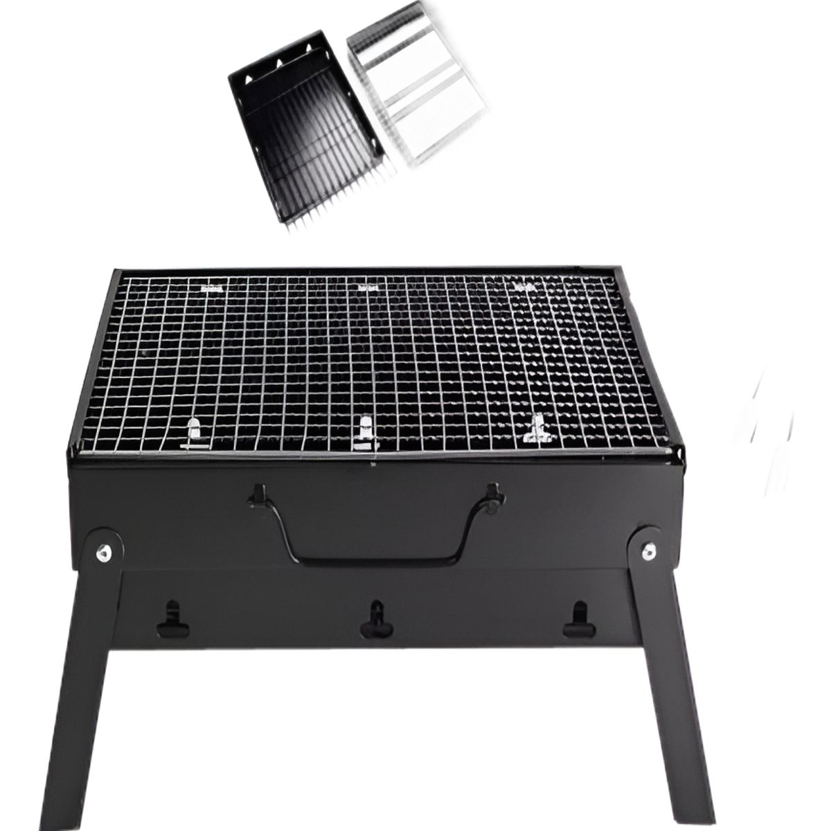 GENERICO - Parrillera Asados Grill  Portatil Plegable Terraza Balcon Negro