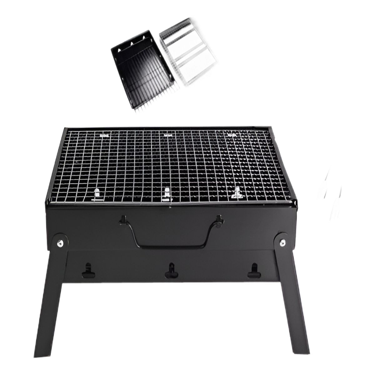 GENERICO - Parrillera Asados Grill  Portatil Plegable Terraza Balcon Negro